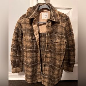 ARITZIA Light Brown Plaid Wool Fall Jacket